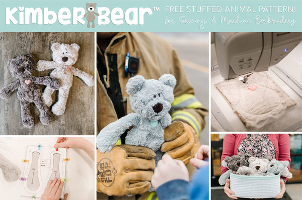 April Showers Day Four: FREE Kimberbear Stuffed Animal Pattern for Sewing and Machine Embroidery, a Funny Story, and a Sneak Peek of a New Furry Friend!