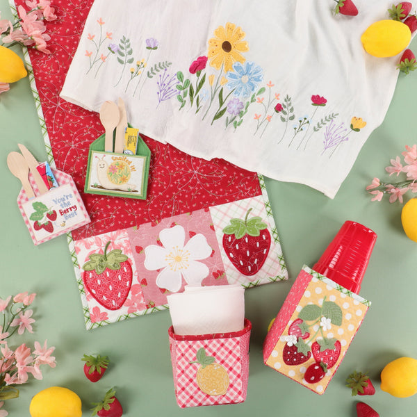 April Craft Night Projects: Floral Kitchen Curtain & Strawberry-Lemonade Tablescape
