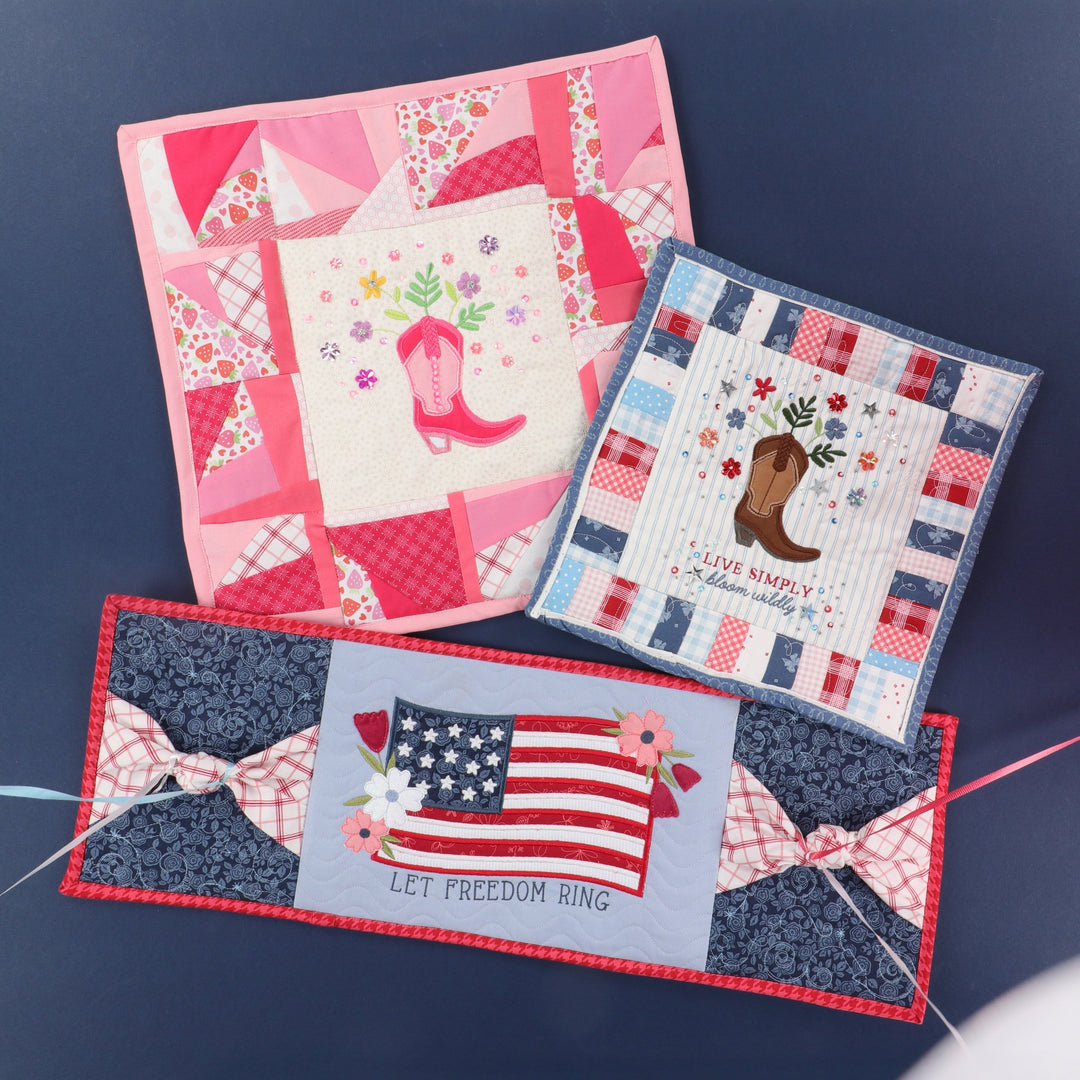 May Craft Night Projects: Patriotic Bows Table Runner & Live Simply Mini Quilt