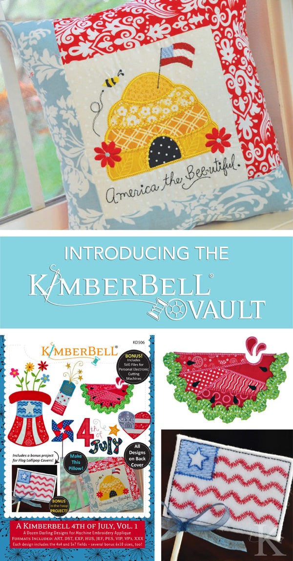 Introducing the Kimberbell Vault! Download and Stitch Classic Machine Embroidery, Sewing, and Applique Projects Today.