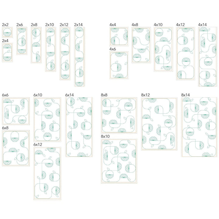 Fruit 9 Background quilting design sizes