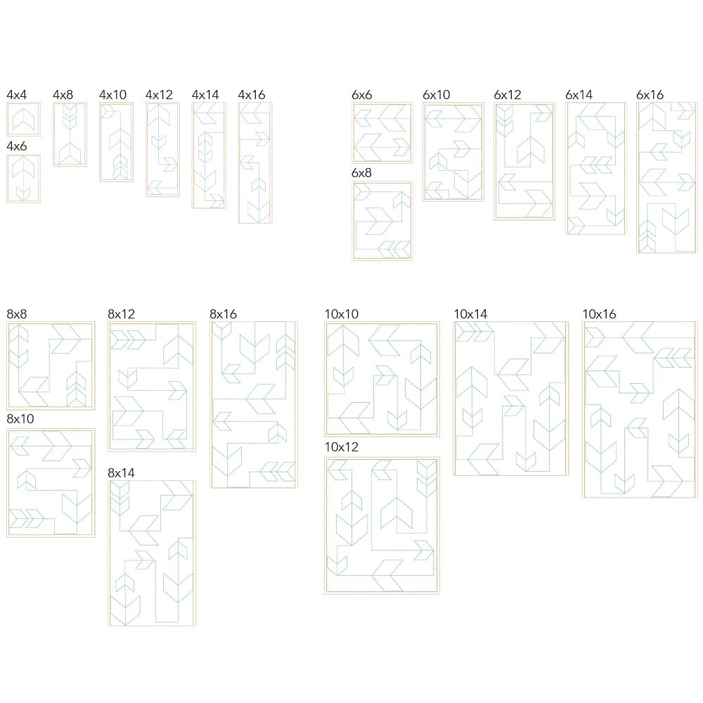 chevron 3 embroidery sizes