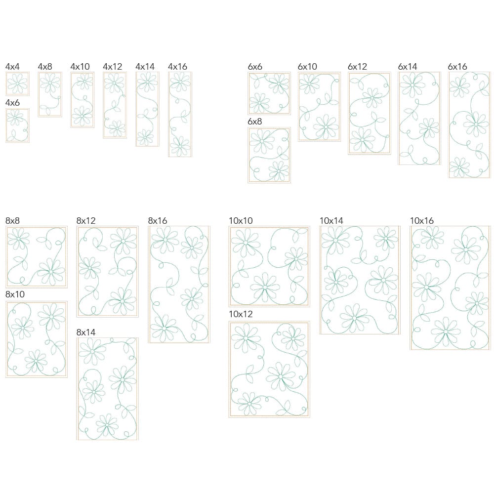 Floral 9 tile sizes