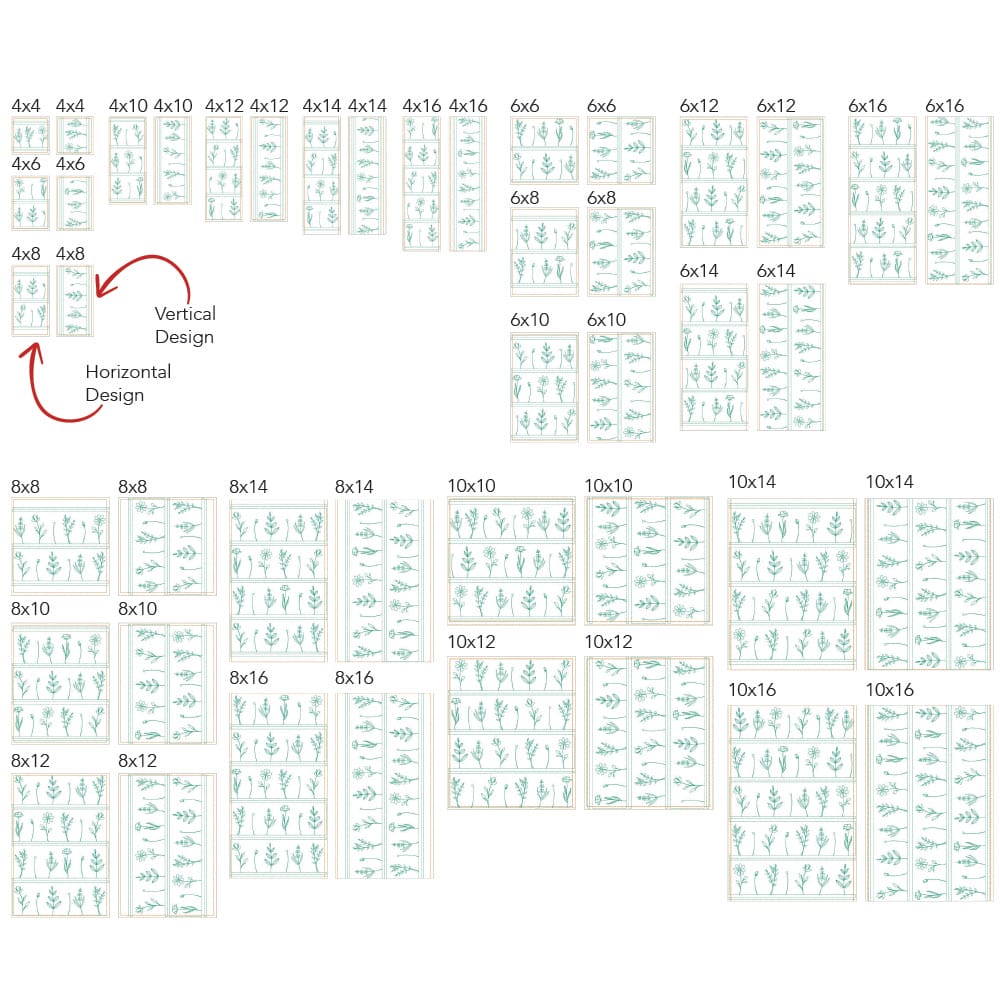 Floral 10 tile sizes