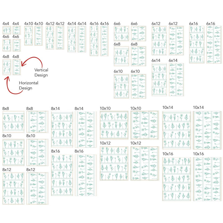 Floral 10 tile sizes