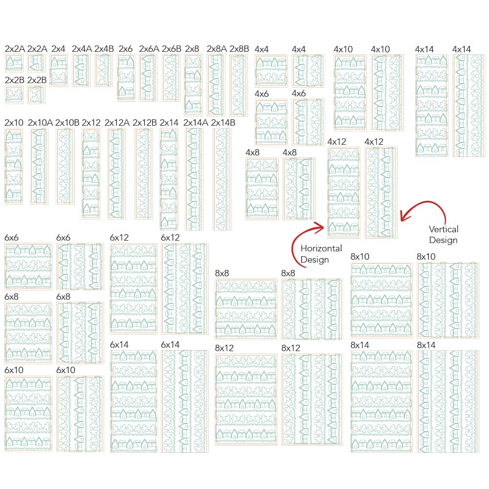 Christmas 16 background quilting design sizes
