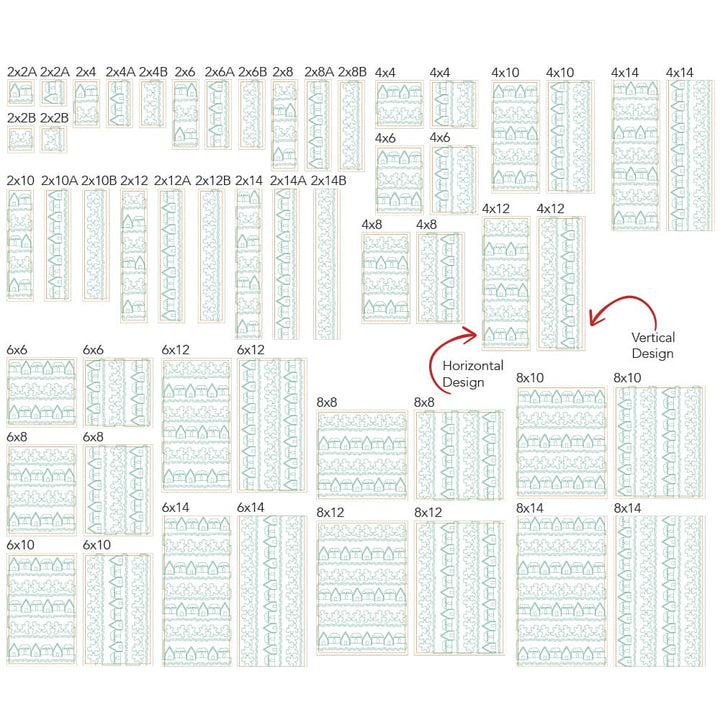 Christmas 16 background quilting design sizes
