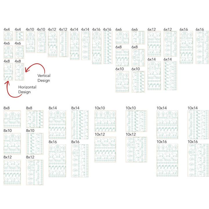 Farm 1 background quilting design tile sizes