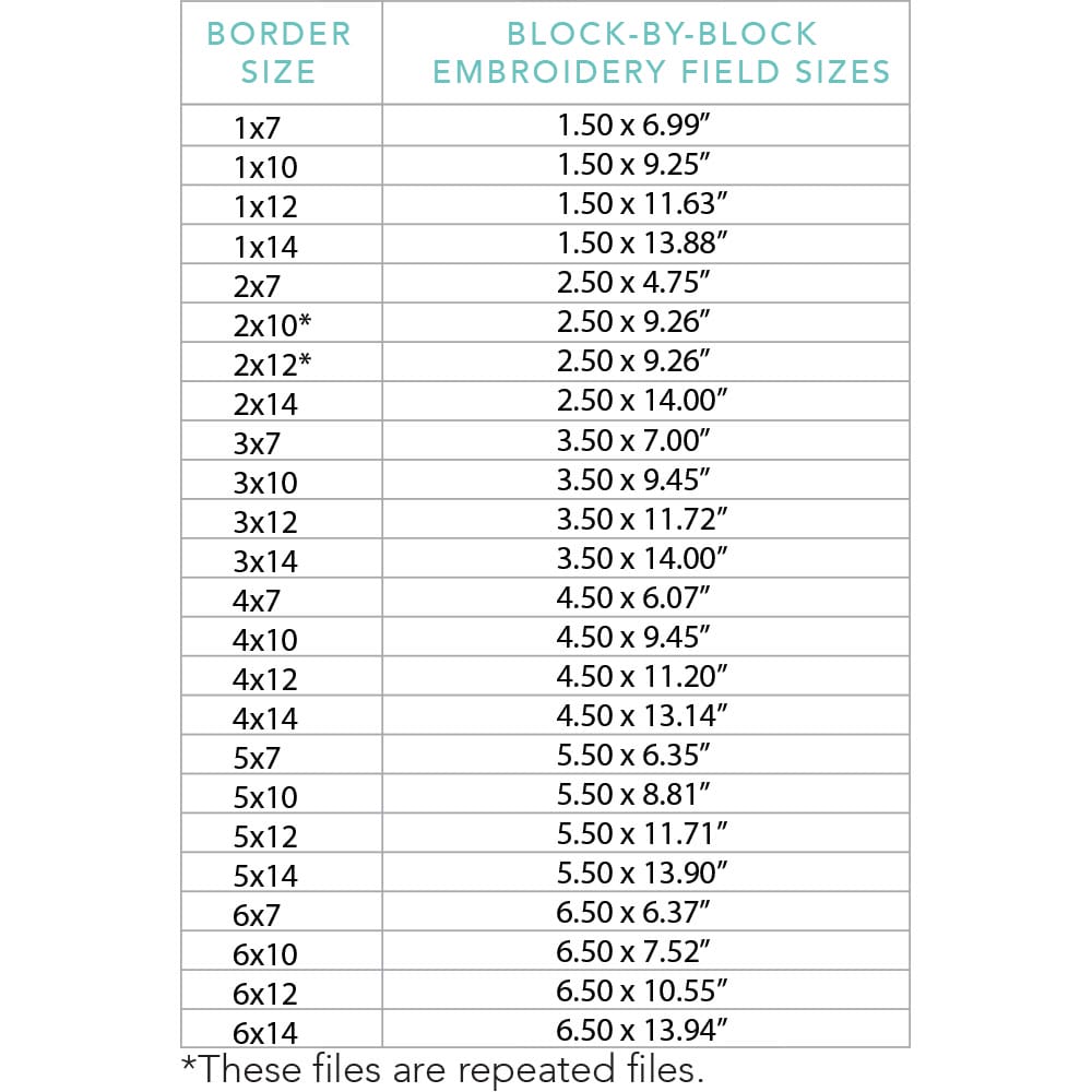 Hobby Border 1 embroidery field sizes
