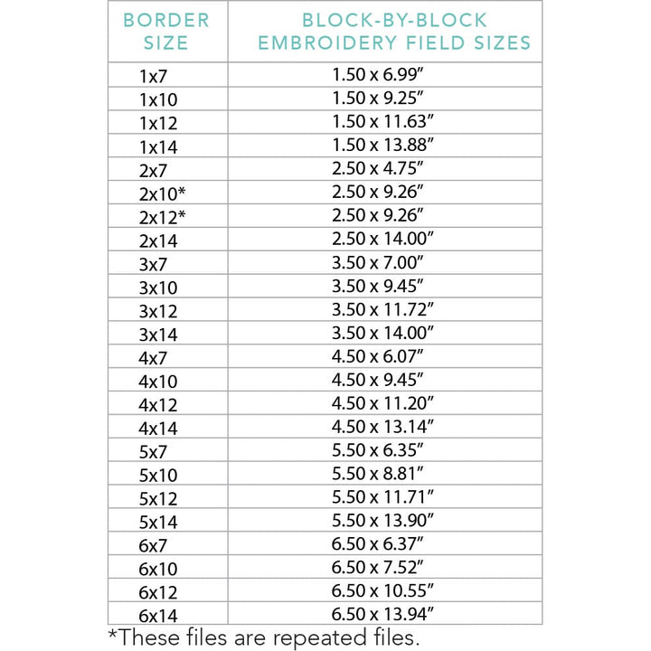 Hobby Border 1 embroidery field sizes