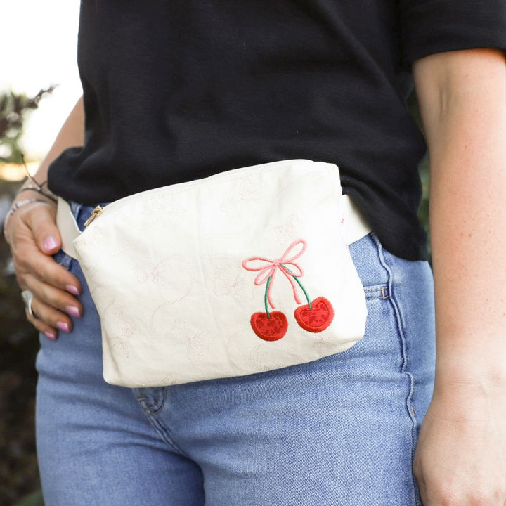 Cherries and Bows Belt Bag - Machine Embroidery Project Kit