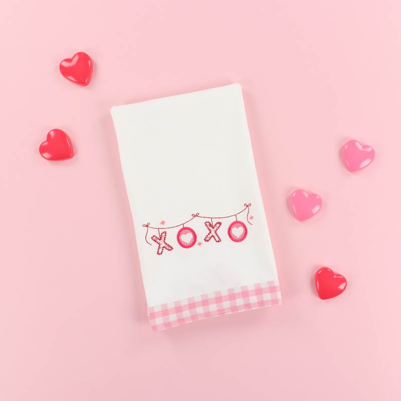 Tea Towels, Gingham Trim (Pink & Green)