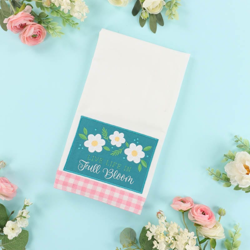 Tea Towels, Gingham Trim (Pink & Green)