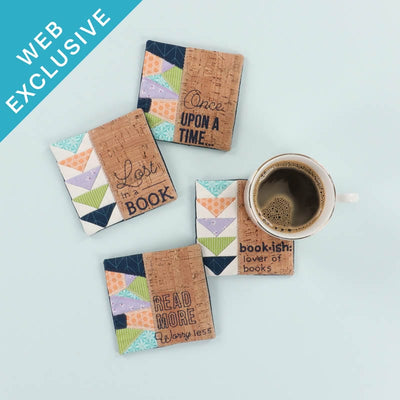 Bookish Coasters + Bonus Design - Machine Embroidery Project Kit