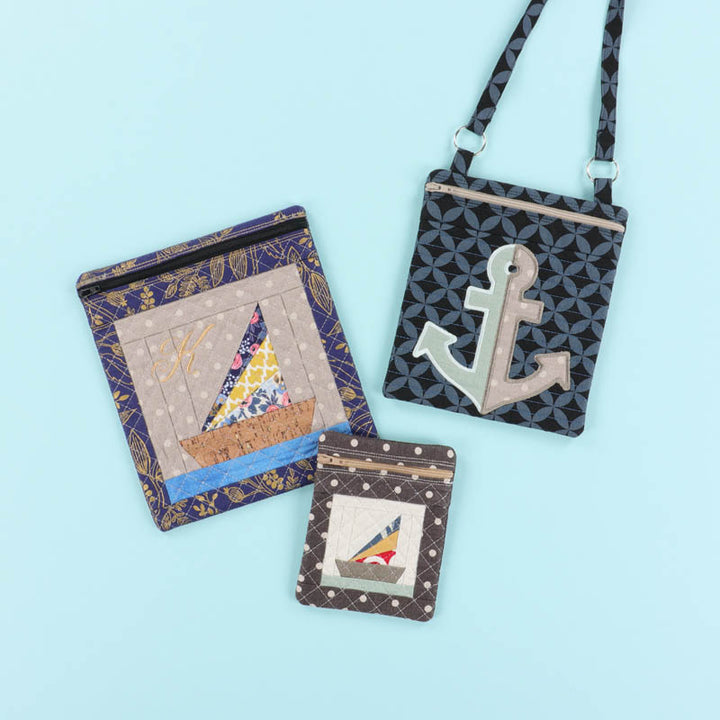 Crossbody Bag Trio, Volume 2: Nautical Collection Machine Embroidery