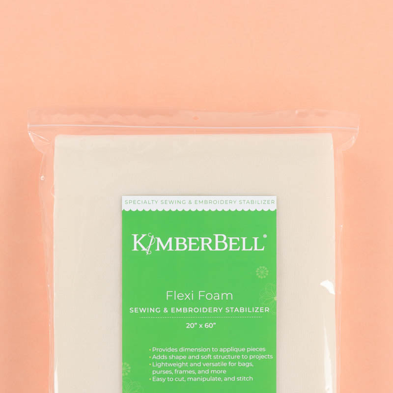 Kimberbell Flexi Foam packaging on a peach background
