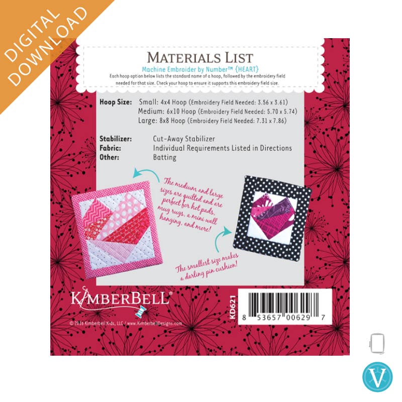 KDVT1060 Machine Embroidery Heart Back Cover