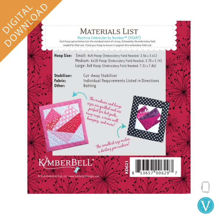 KDVT1060 Machine Embroidery Heart Back Cover