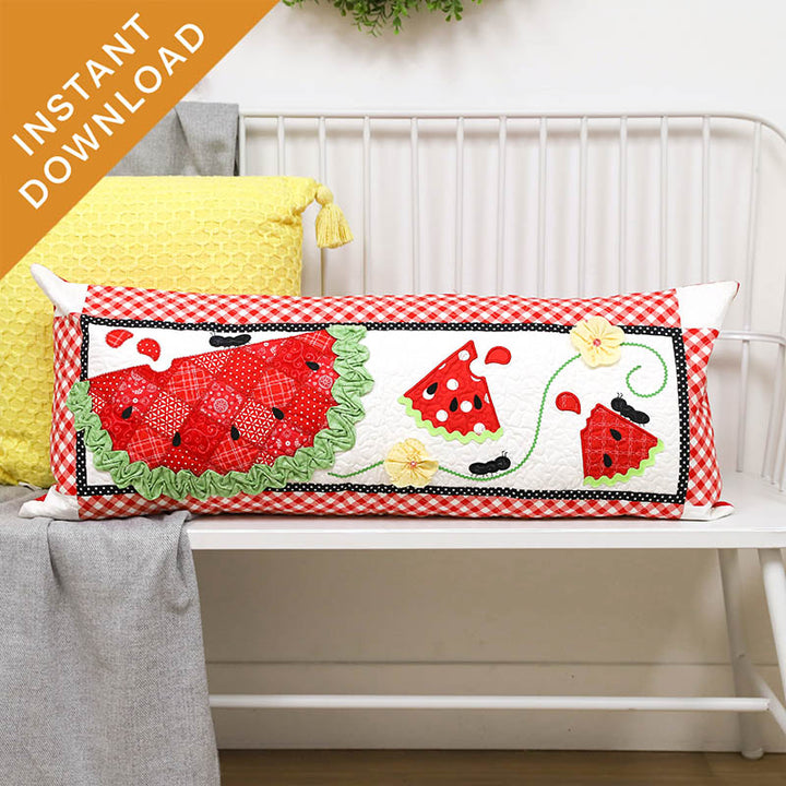 Slice of Summer Watermelon Bench Pillow (Digital Download)