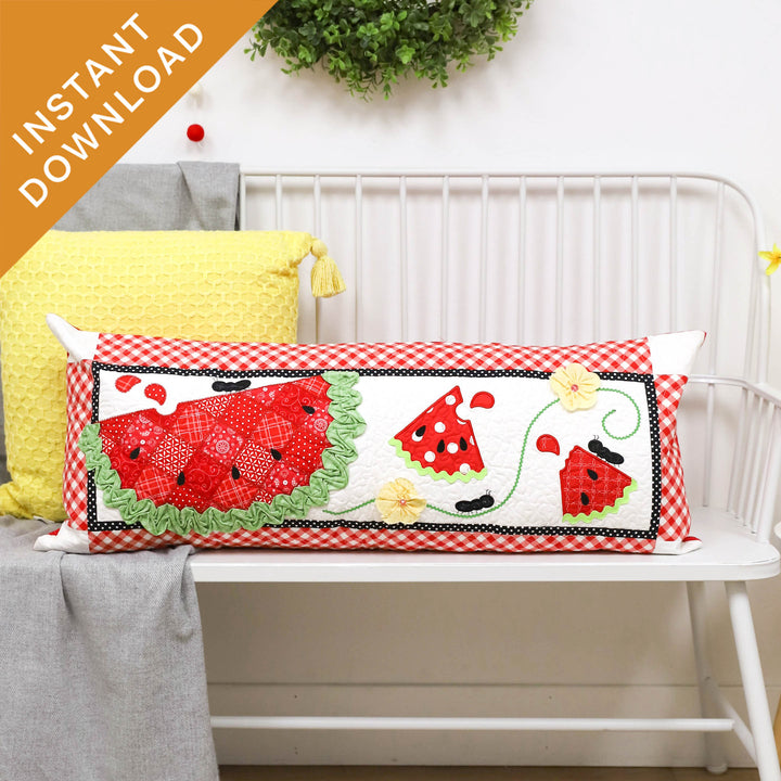 Slice of Summer Watermelon Bench Pillow (Digital Download)