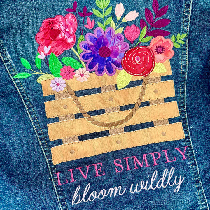 Country Blooms Applique Large Scale Design (Digital Download)