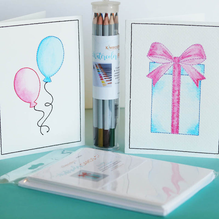 Embroidered Cards: Watercolor Wishes