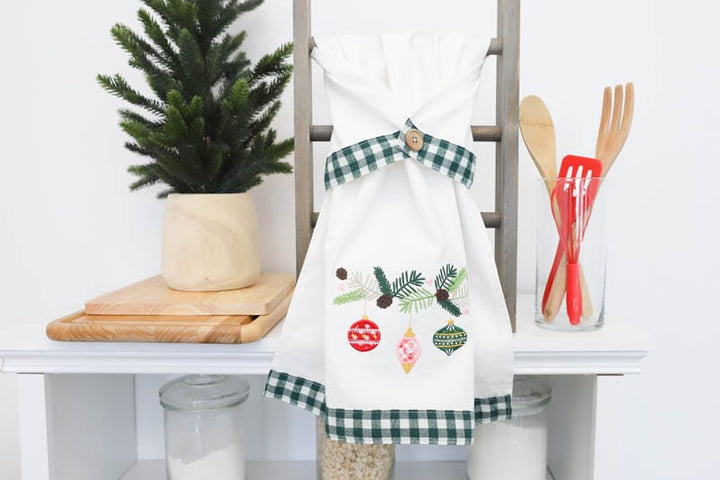 Tea Towels, Gingham Trim (Pink & Green)