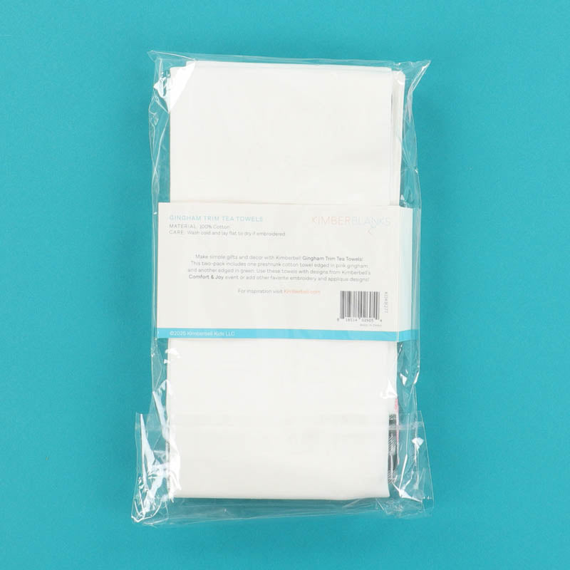 Tea Towels, Gingham Trim (Pink & Green)