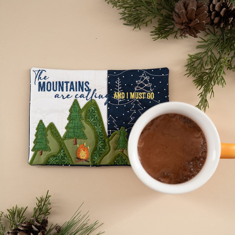 Mug Rug Embroidery Designs Vol. 6 mountains