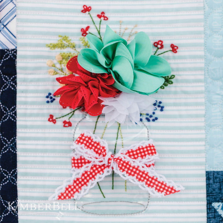 Red White and Bloom Quilt, Sewing