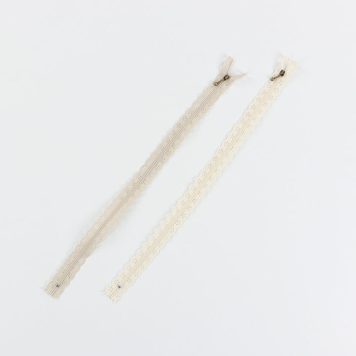 Cream and Pebble Lace Zippers 2 Pack