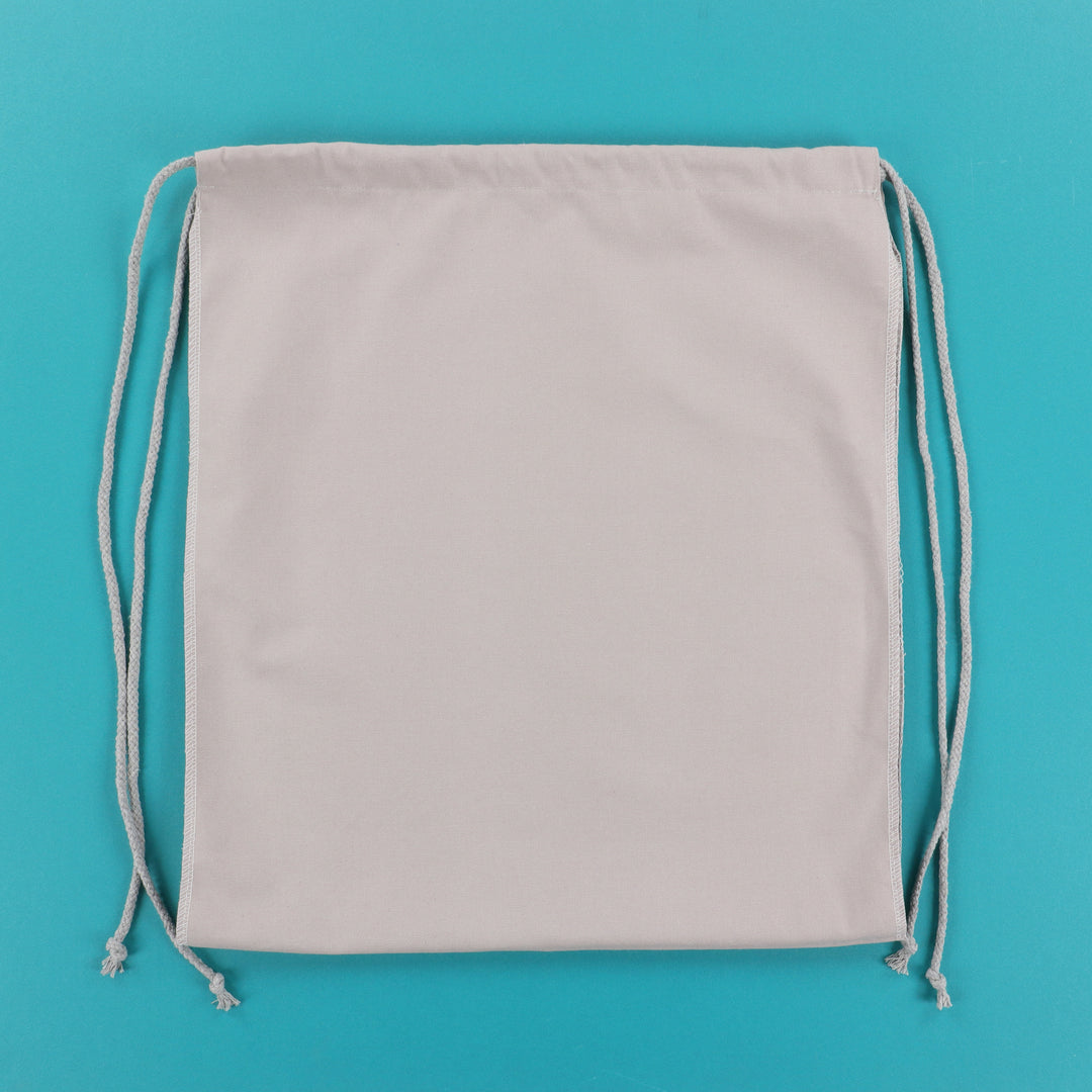 Canvas Cinch Backpack Blank, Light Grey