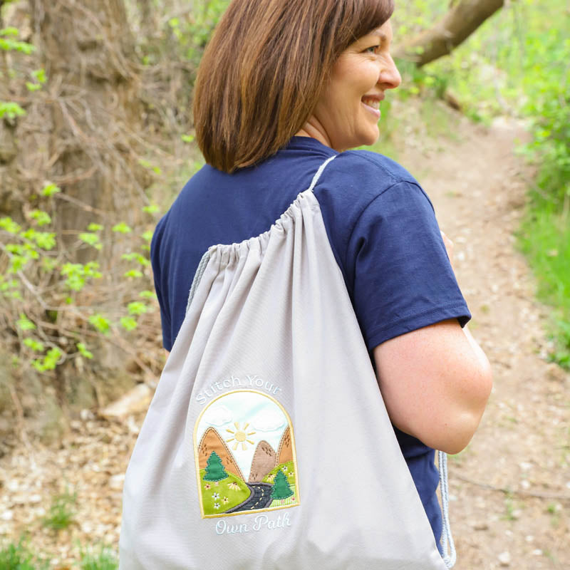 Canvas Cinch Backpack Blank, Light Grey