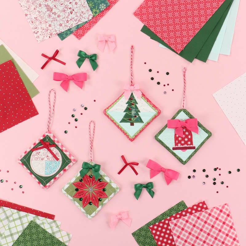 Top It With a Bow Quilty Ornaments - Machine Embroidery Project Kit