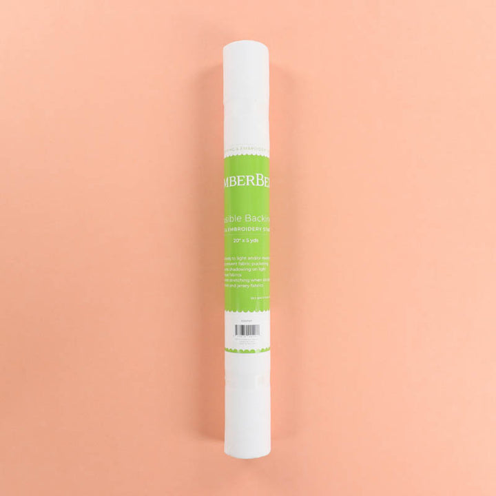 Roll of Kimberbell Stabilizer with a green label on a peach background