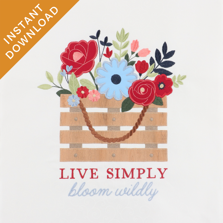 Country Blooms Applique Large Scale Design (Digital Download)