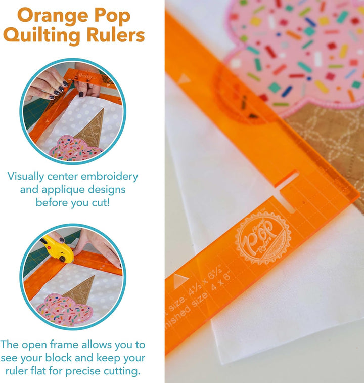 Orange Pop Rulers, Square Set