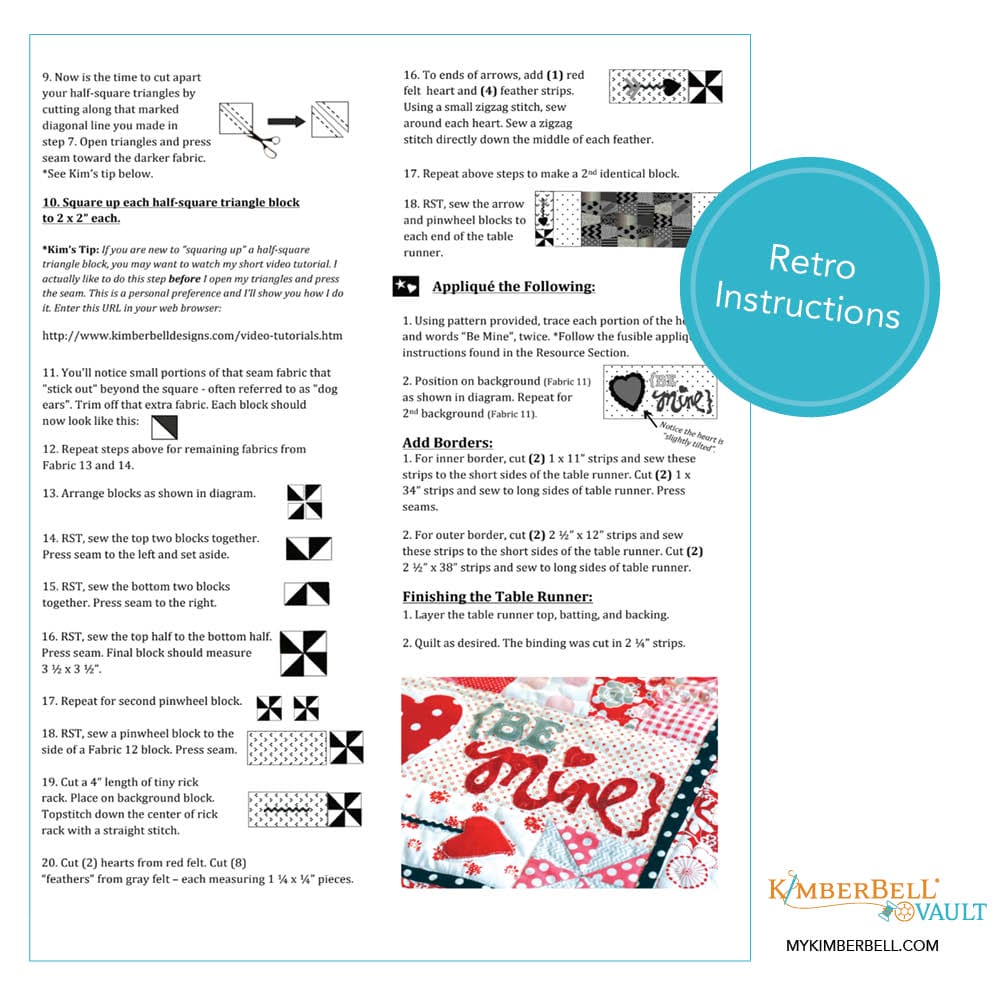 KDVT2021-KDVT1040-Be-Mine-Table-Runner Retro Instructions