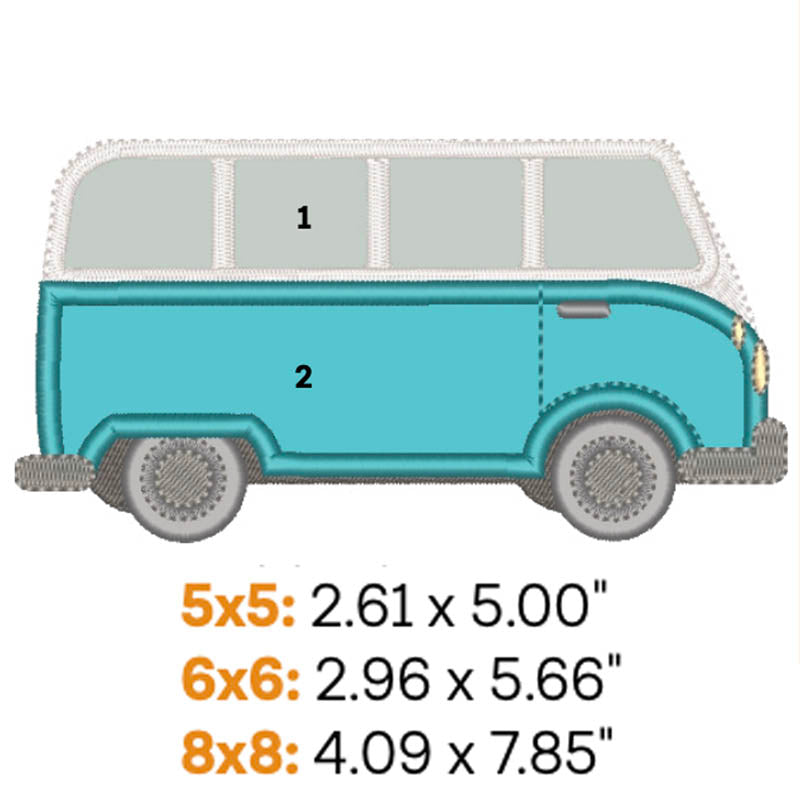 Retro Camper Van Applique 1 (Digital Download)