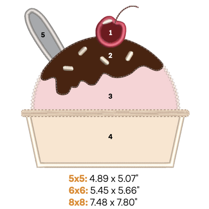 Ice Cream Sundae Applique 3 (Digital Download)