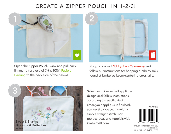 Zipper Pouch Blank, Canvas, Cream, Large