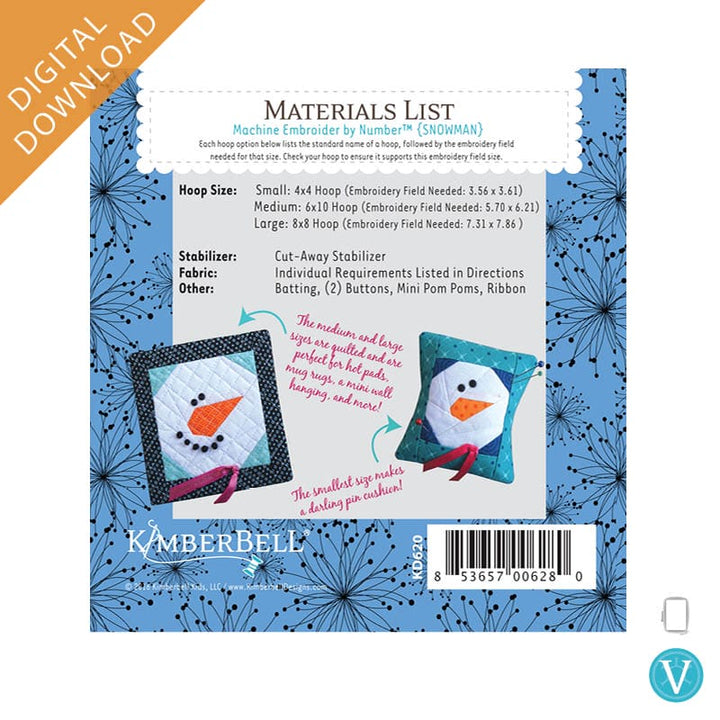 KDVT1061 Machine Embroidery Snowman Back Cover