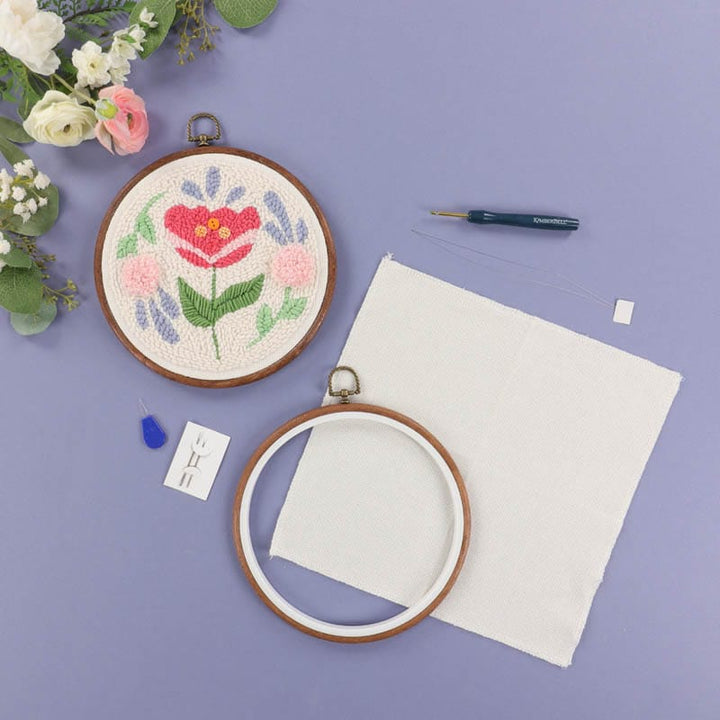 8” Round Hoop Punch Needle Kit – Includes Monk’s Cloth & Tools