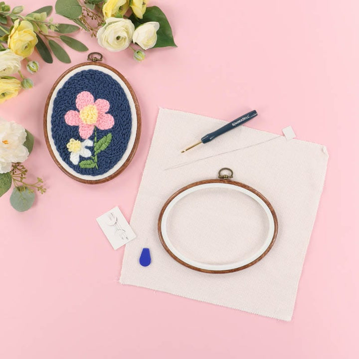 7.5” Oval Hoop Punch Needle Kit – Includes Monk’s Cloth & Tools