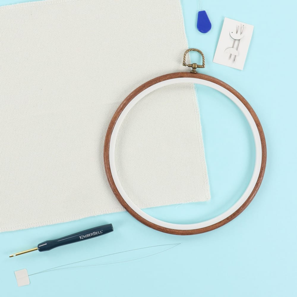 8” Round Hoop Punch Needle Kit – Includes Monk’s Cloth & Tools