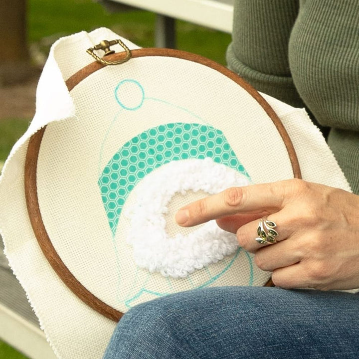 8” Round Hoop Punch Needle Kit – Includes Monk’s Cloth & Tools