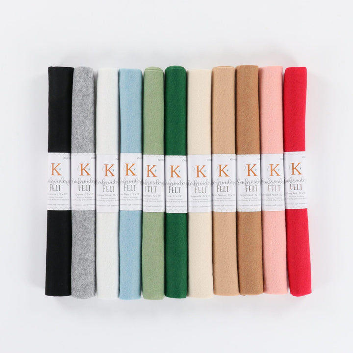 Embroidery Felt Rolls all lined up