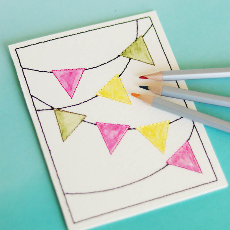 Embroidered Cards: Watercolor Wishes