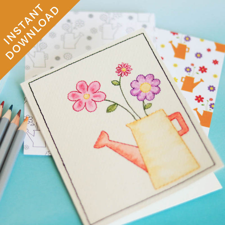 Embroidered Cards: Watercolor Wishes