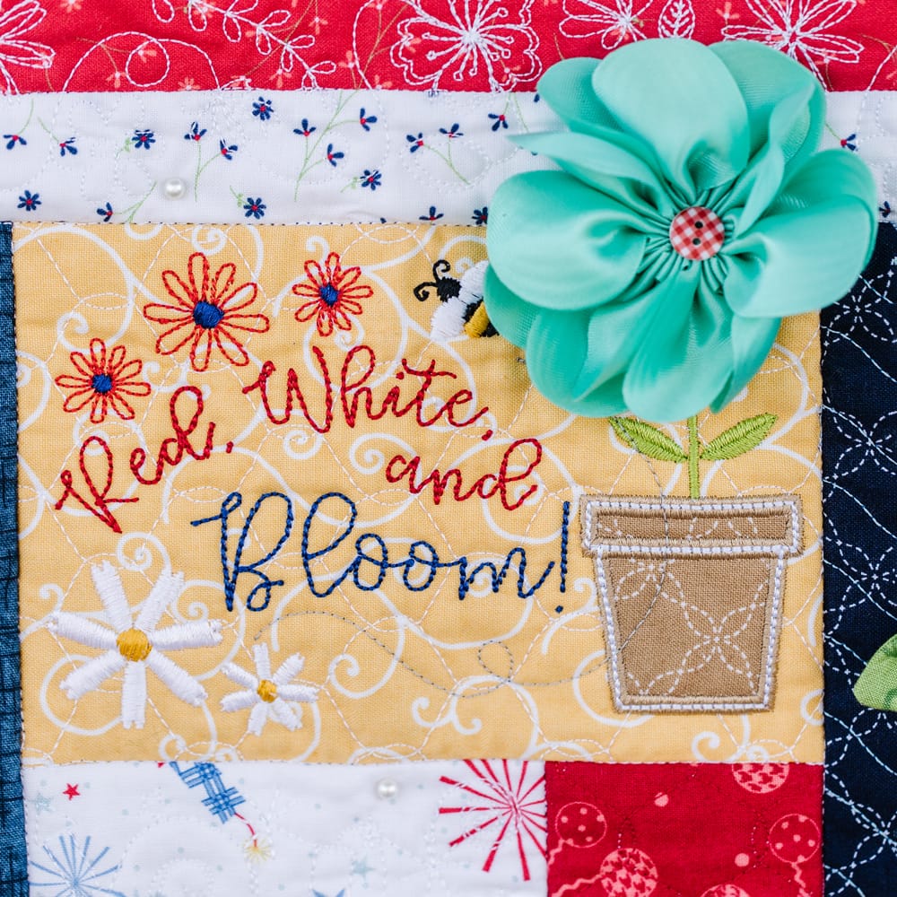 red white & bloom machine embroidery design bloom